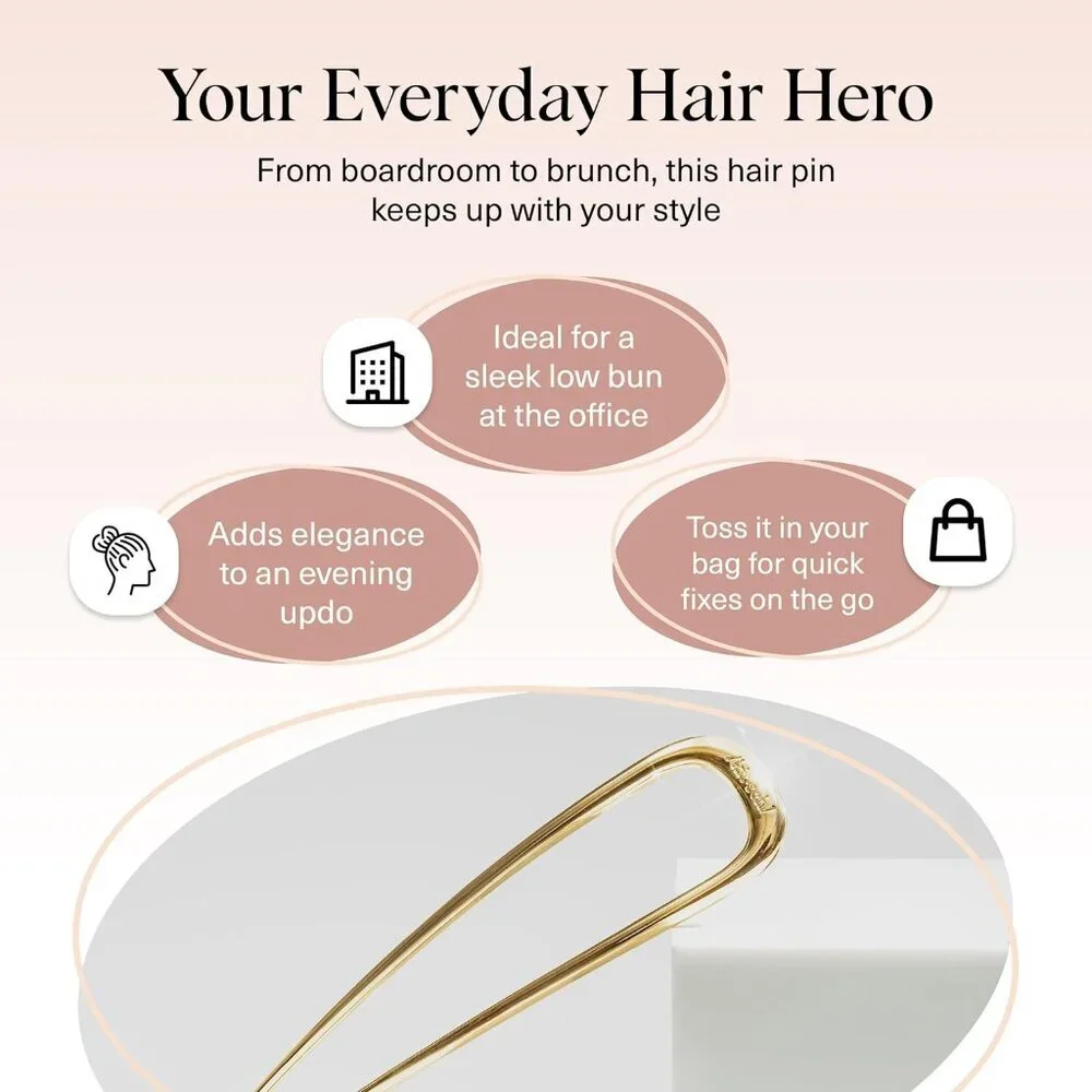French Hair Pins for Women – Elegant & Durable Metal Hair Fork for Updos, Chigno